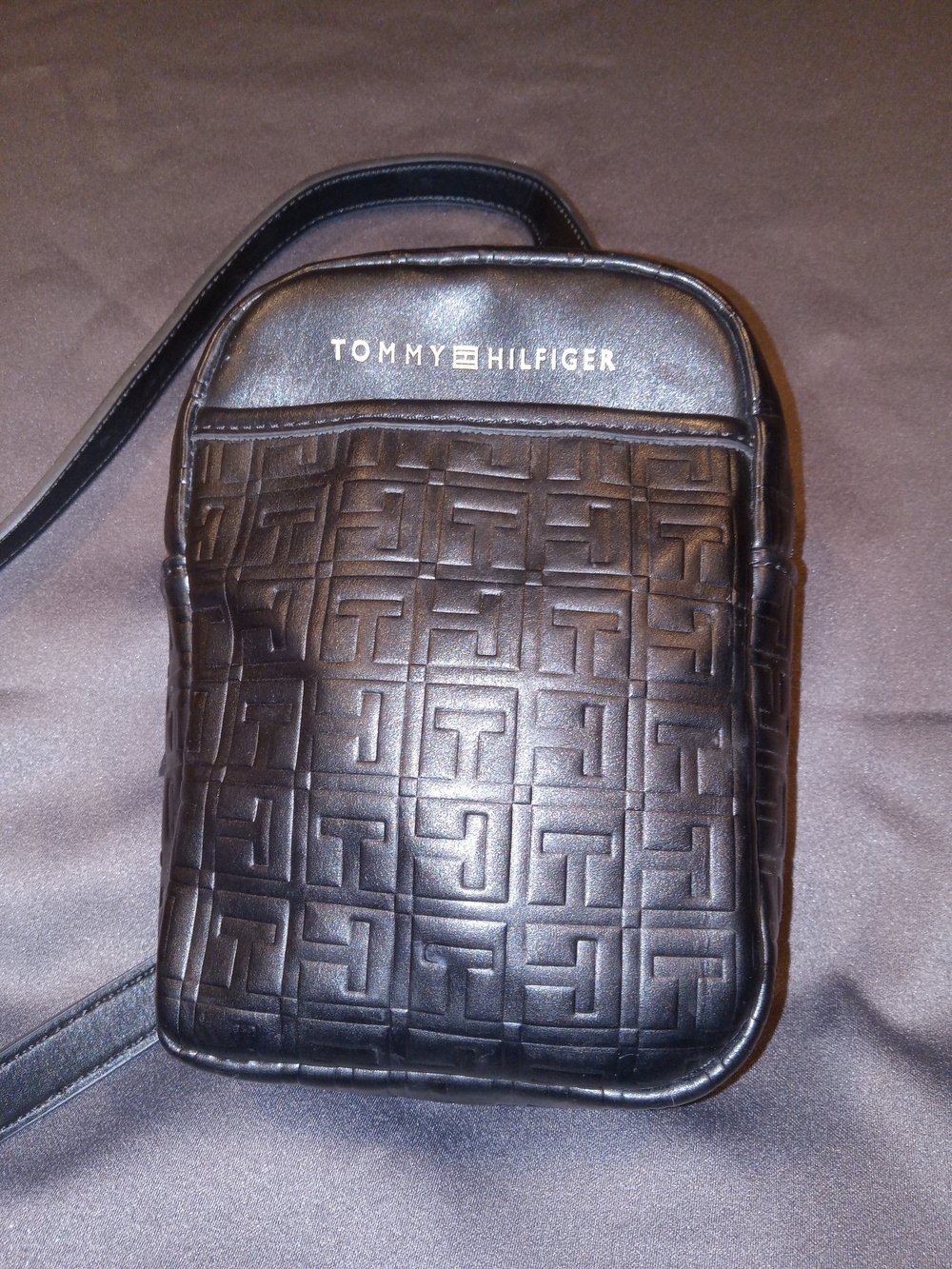 Tommy Hilfiger Black Embossed Crossbody Bag